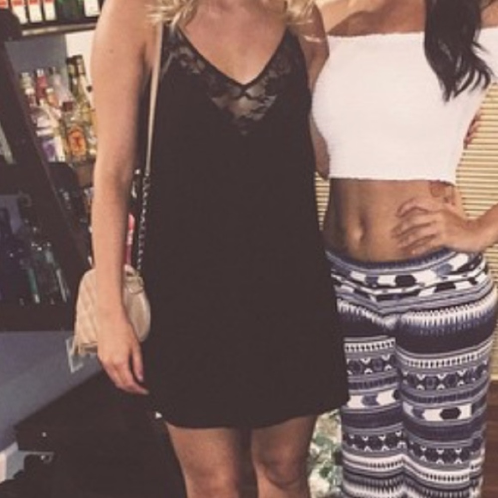 Tobi black lace slip dress